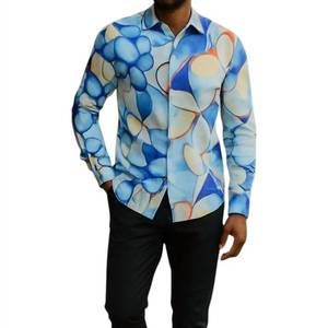 NEW MIZUMI COUTURE patterned long sleeves shirt in blue